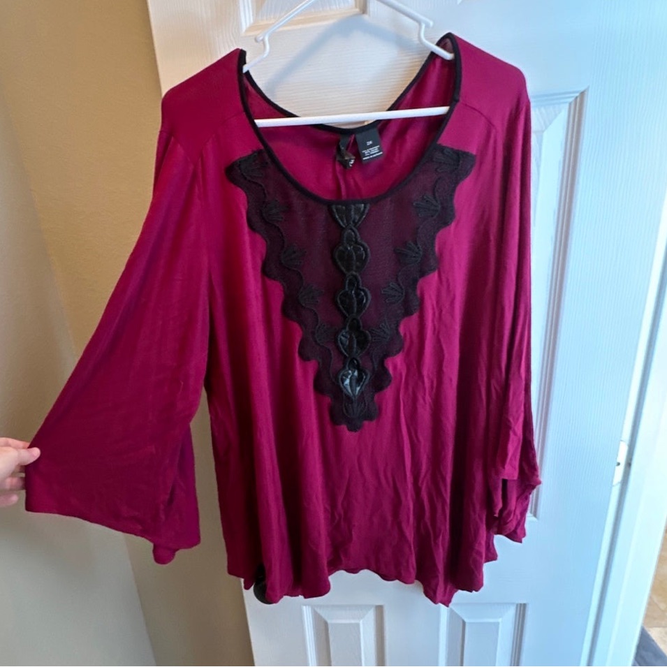 Plus Size Long Bell Sleeve Shirt